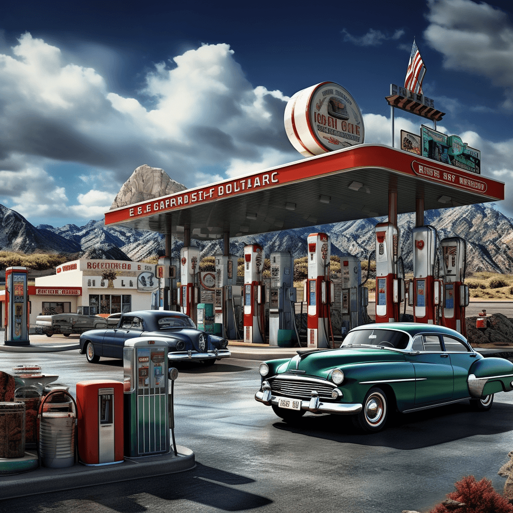 Midjourney: Vibrant Gas Station
