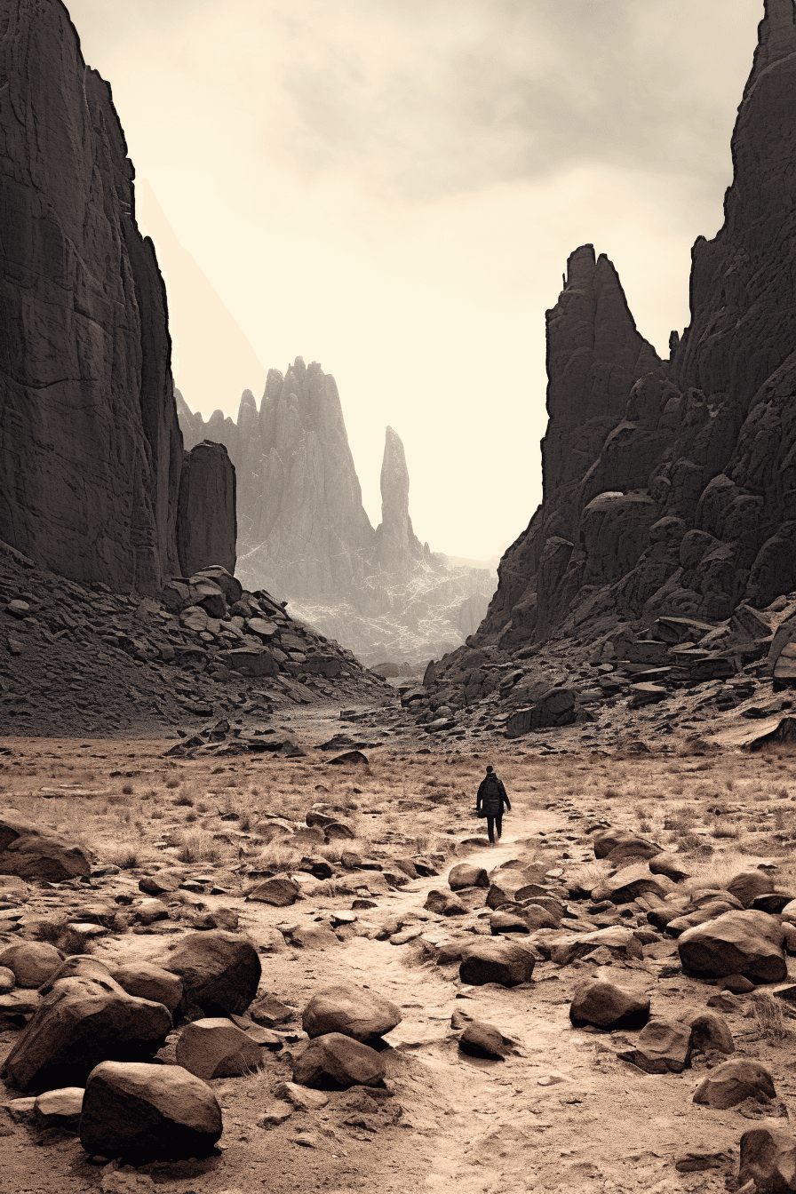 Midjourney: Solitude in Stone