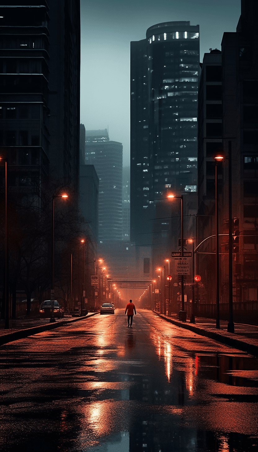 Midjourney: Solitude Amidst the Cityscape