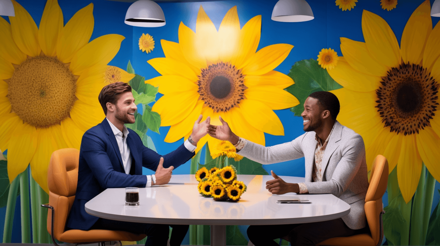 Midjourney: Two Men in a Brainstorming Session