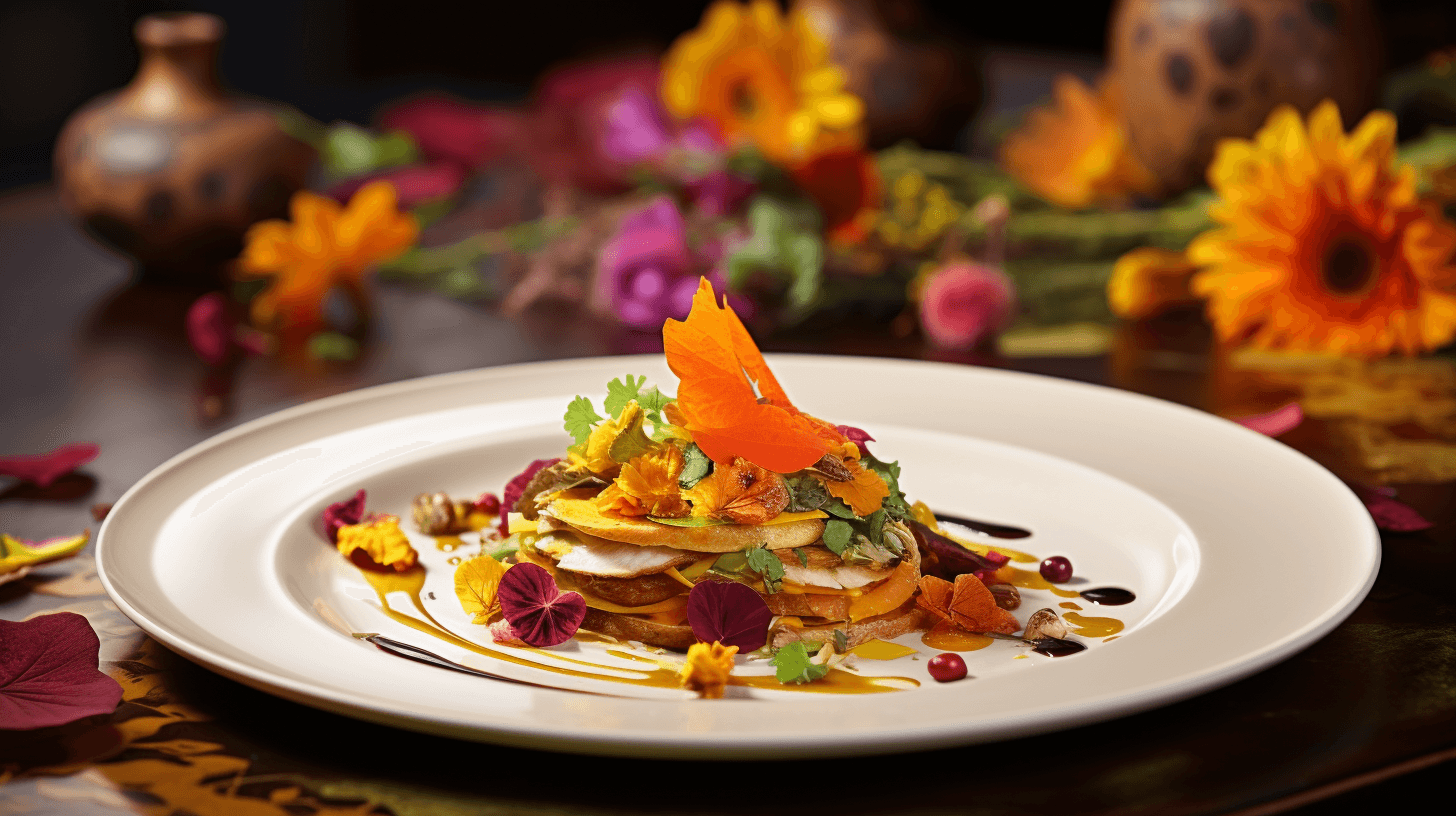 Midjourney: A Female Chef Presenting a Gourmet Dish