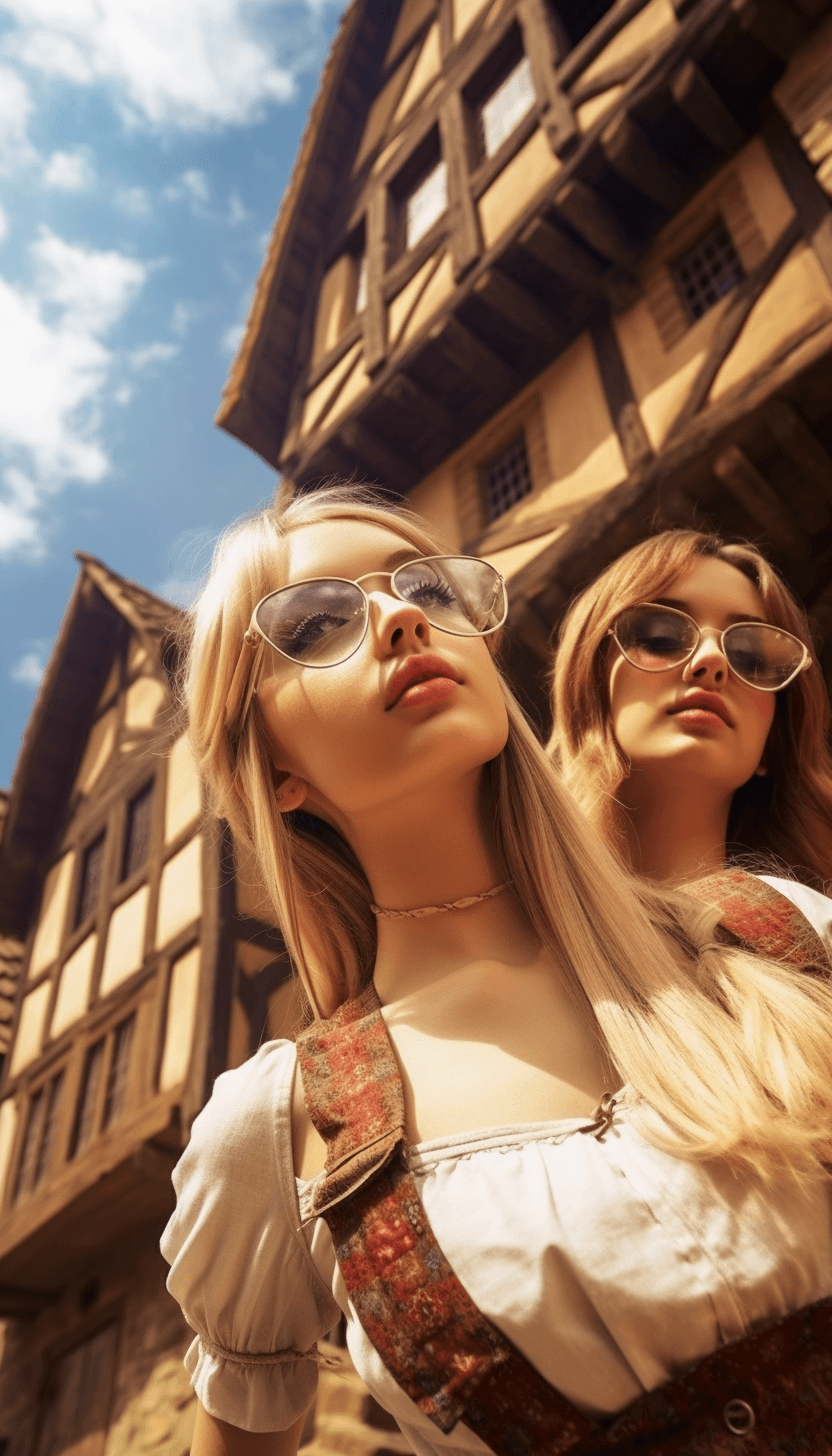 Midjourney: Girls with Glasses: A Medieval Village Exposed