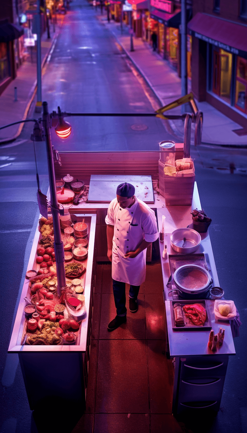 Midjourney: Neon Nights: A Chefs Natural Charm