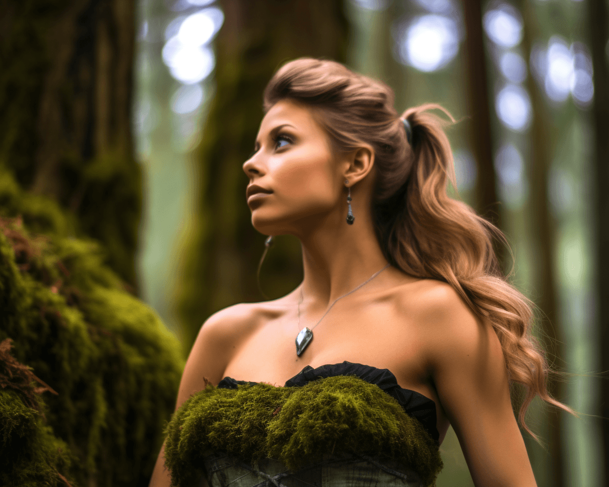 Midjourney: Enigmatic Elegance: Capturing Confidence in the Mossy Forest