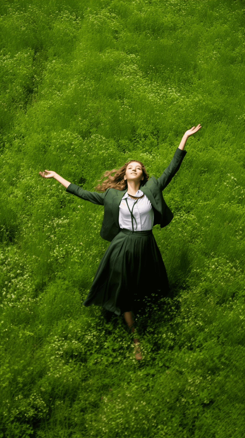 Midjourney: Meadow Pose: A Teacher Embracing Nature