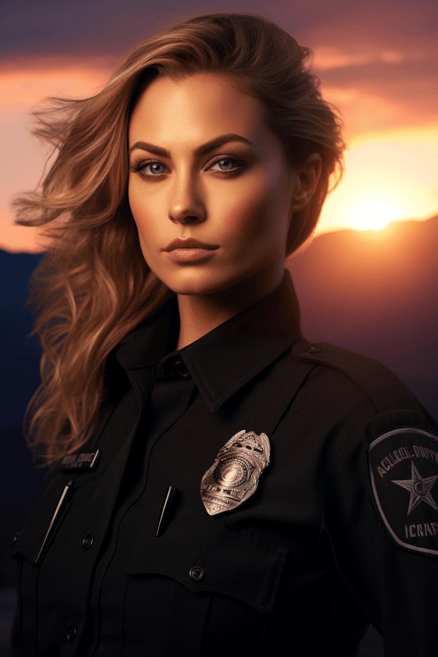 Midjourney: Mountain Sunrise: The Flawless Police Officer