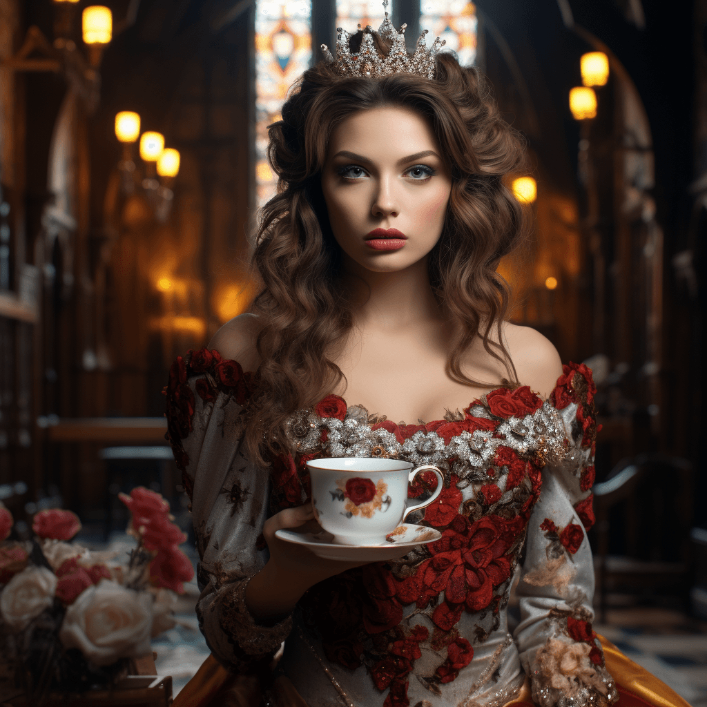 Midjourney: Catwalk Queen: A Fairytale Tea Connoisseur