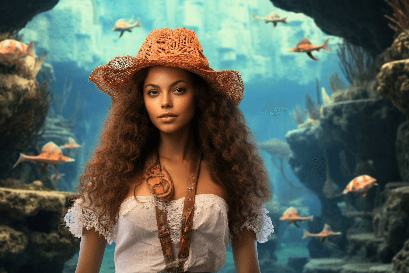 Midjourney: Boho Beauty: Hiker in the Coral Reef