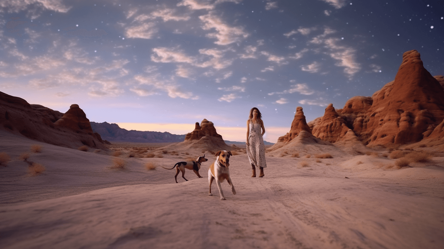 Midjourney: Freckled Beauty in Starry Desert