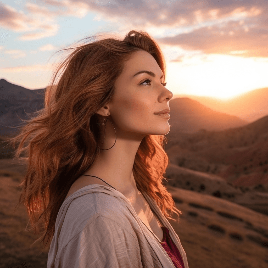 Midjourney: Sunrise Beauty: A Single Womans Playful Side