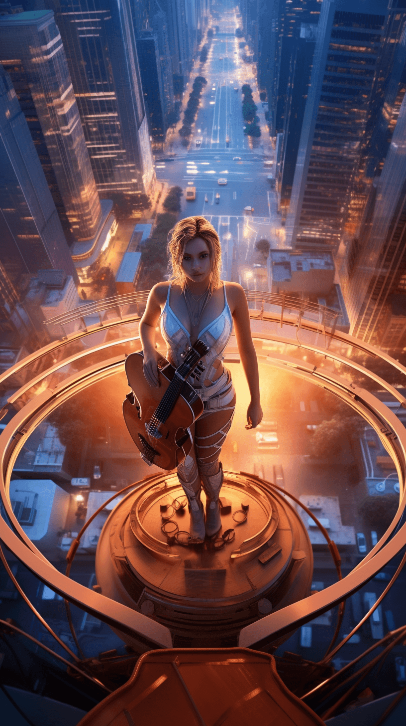 Midjourney: Creative Melodies in Futuristic City