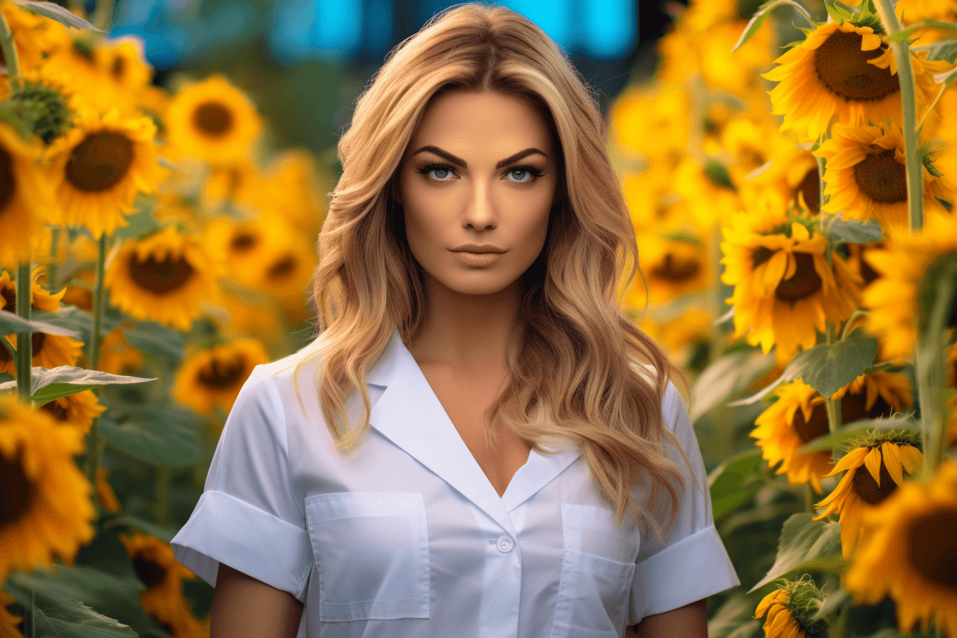 Midjourney: Radiant Nurse in Sunflower Garden